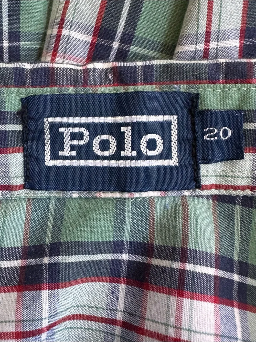 Vintage Polo Ralph‎ Lauren Men Preppy Green Plaid Short-Sleeve Button-Down Shirt